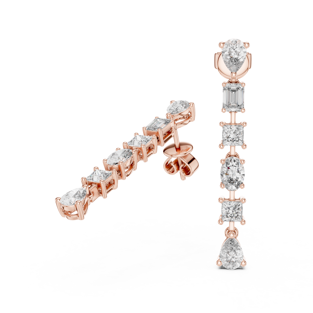 Elvoria Multi-Shape Diamond Drop Earring