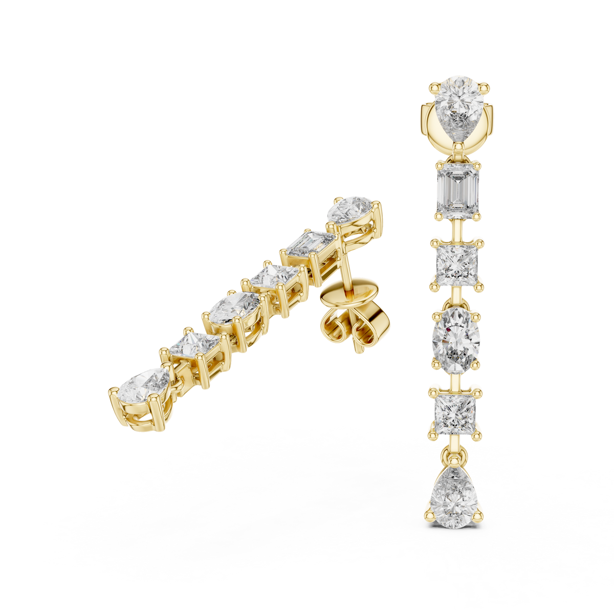 Elvoria Multi-Shape Diamond Drop Earring