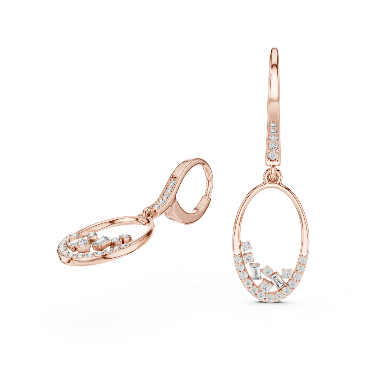Elvarine Baguette Oval Drop Earring