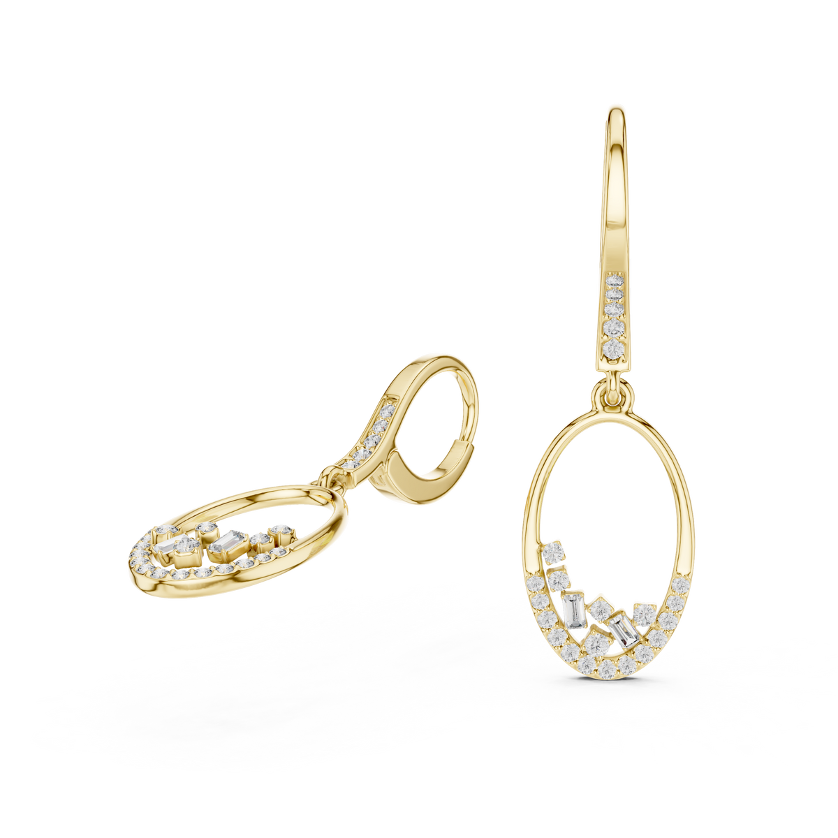 Elvarine Baguette Oval Drop Earring
