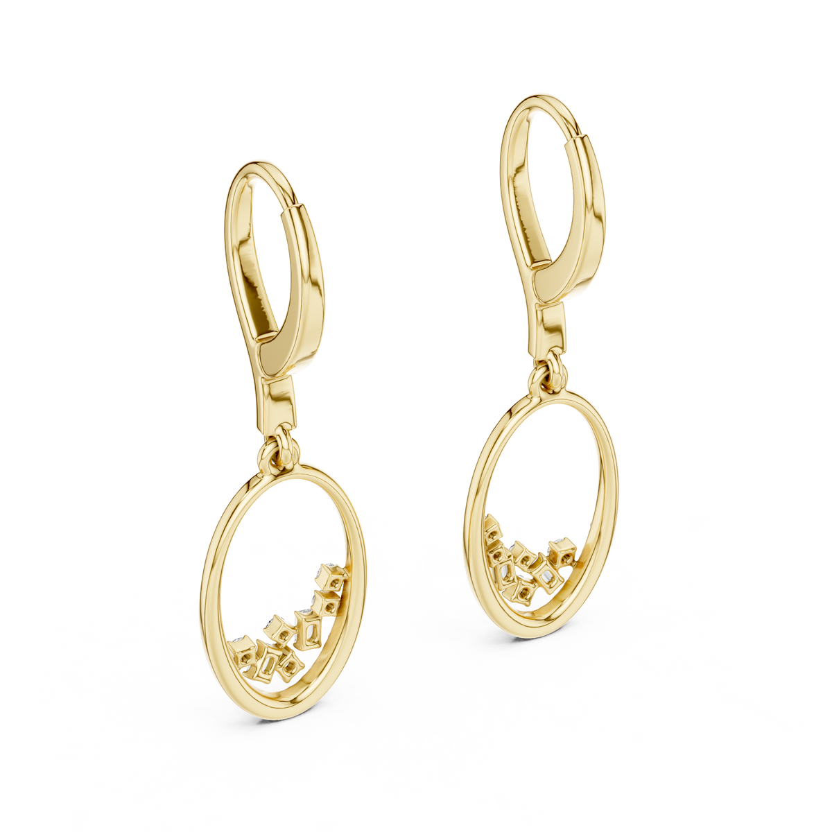 Elvarine Baguette Oval Drop Earring