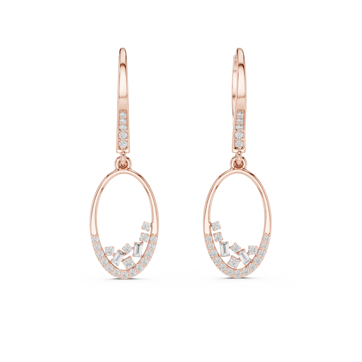 Elvarine Baguette Oval Drop Earring