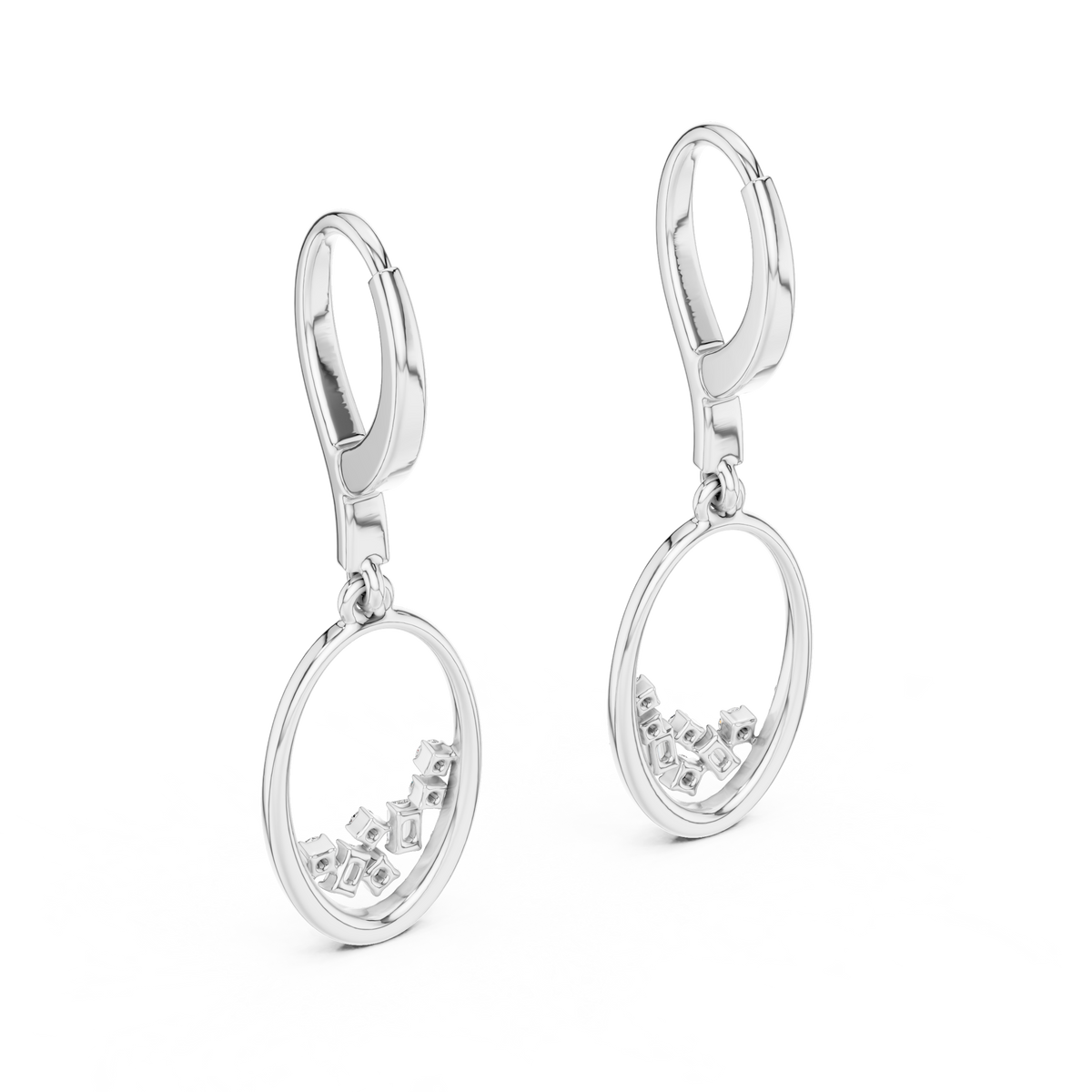 Elvarine Baguette Oval Drop Earring