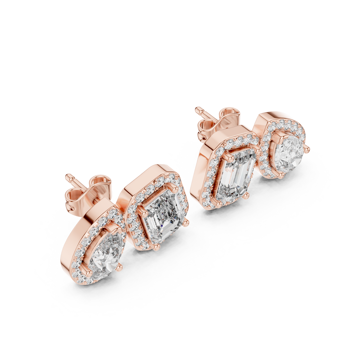 Virelune Double Shape Diamond Studs