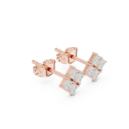 Solenne Quad Princess Cluster Studs