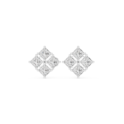 Solenne Quad Princess Cluster Studs