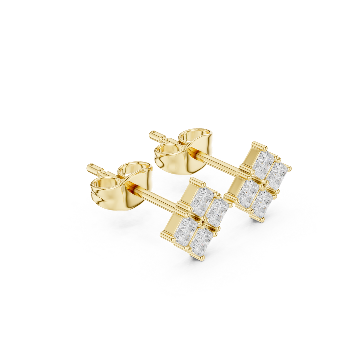 Solenne Quad Princess Cluster Studs