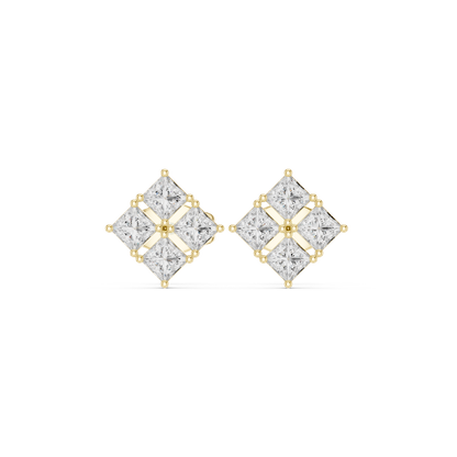 Solenne Quad Princess Cluster Studs