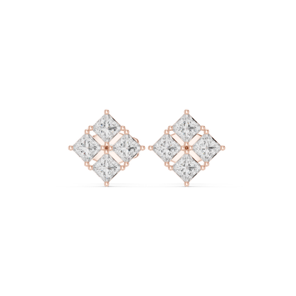 Solenne Quad Princess Cluster Studs