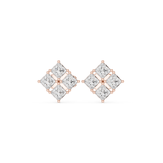 Solenne Quad Princess Cluster Studs