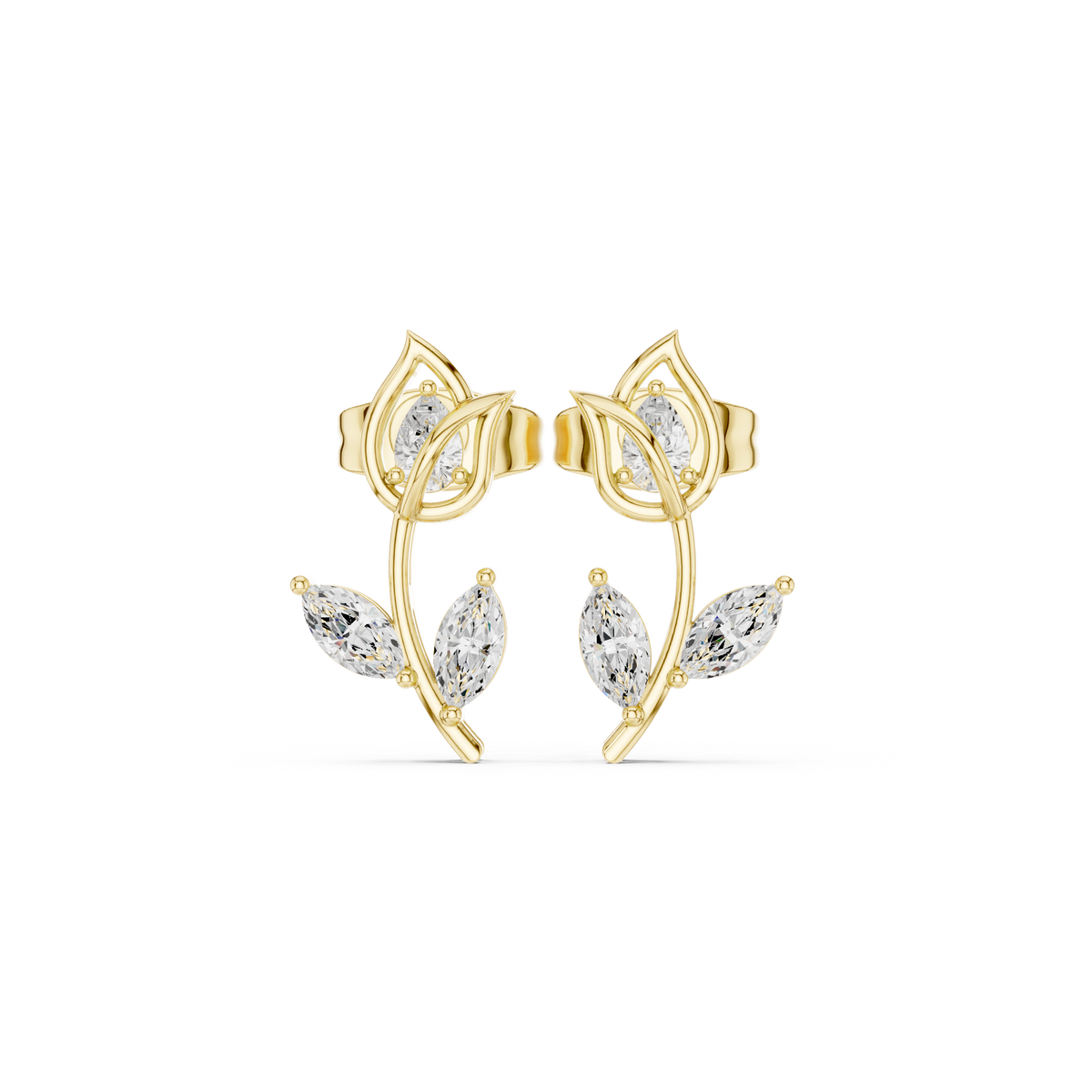 Seravyn Floral Marquise Vine Studs