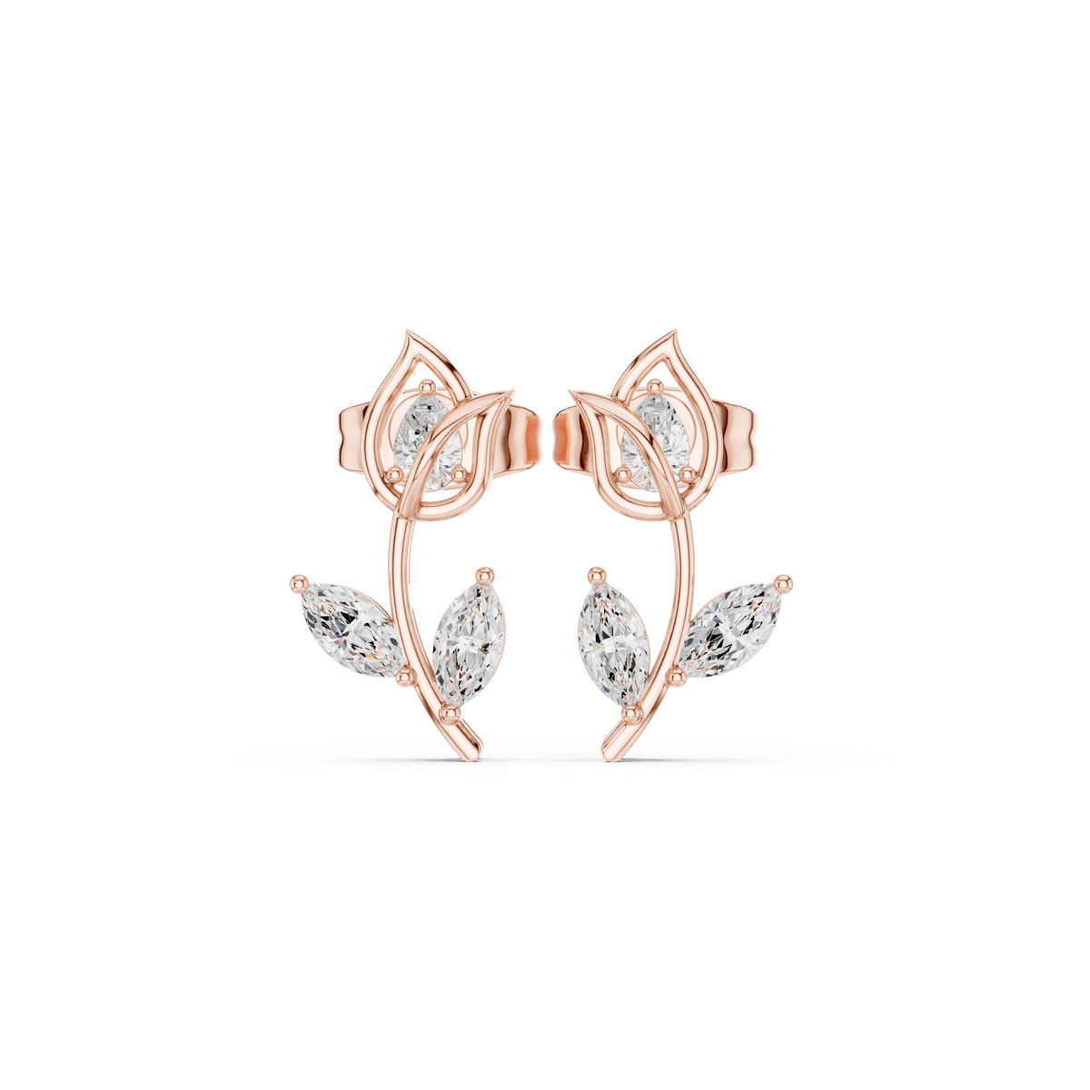Seravyn Floral Marquise Vine Studs