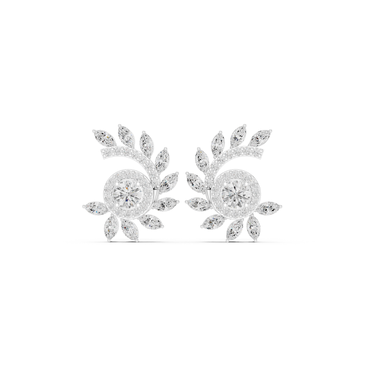 Soravelle Floral Marquise Crest Studs