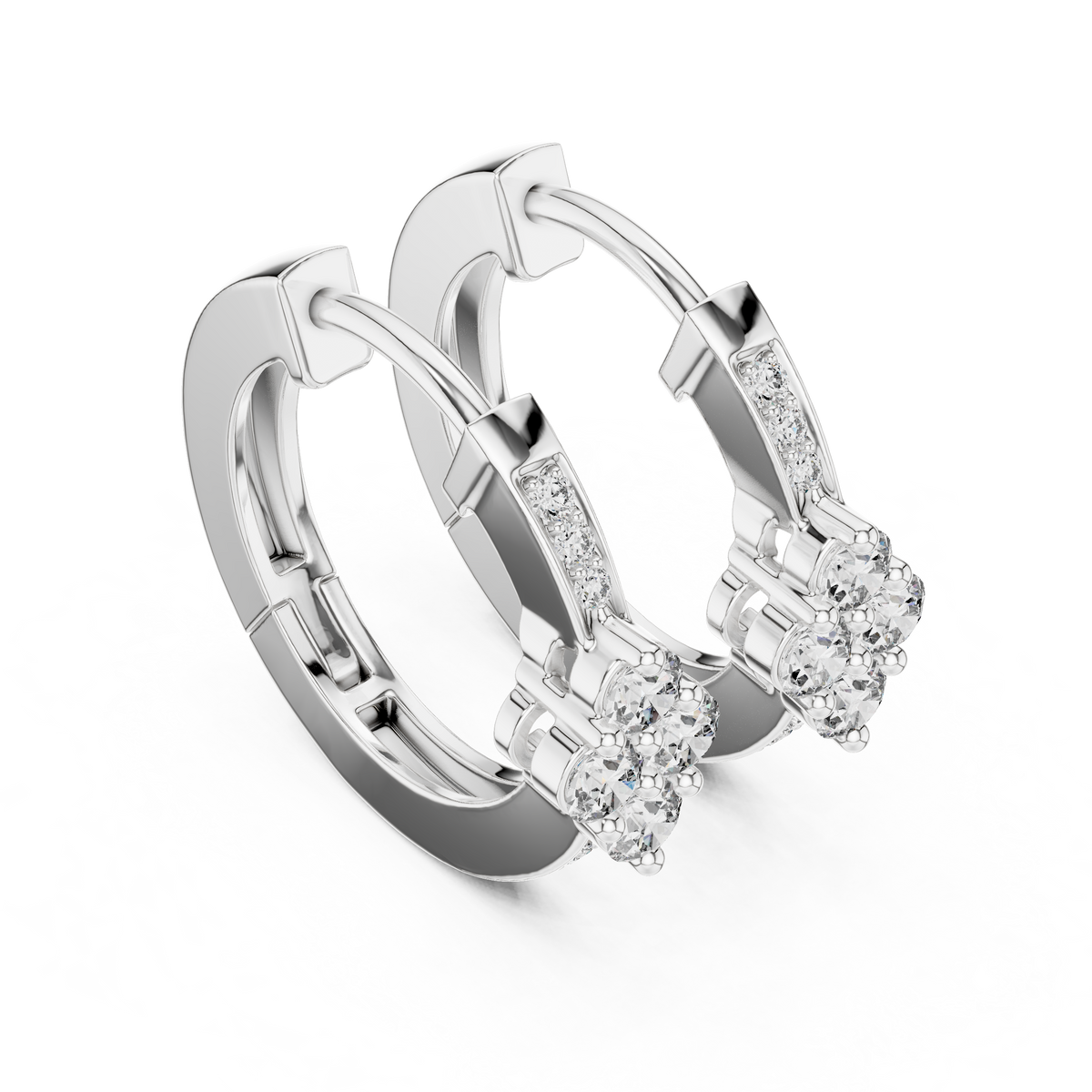 Liorenne Floral Cluster Diamond Hoops