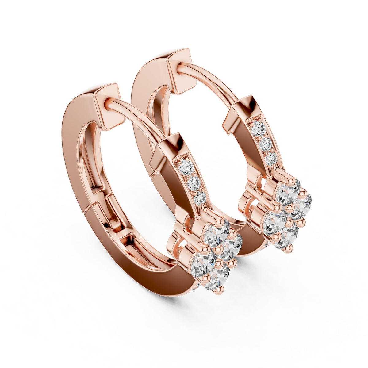 Liorenne Floral Cluster Diamond Hoops