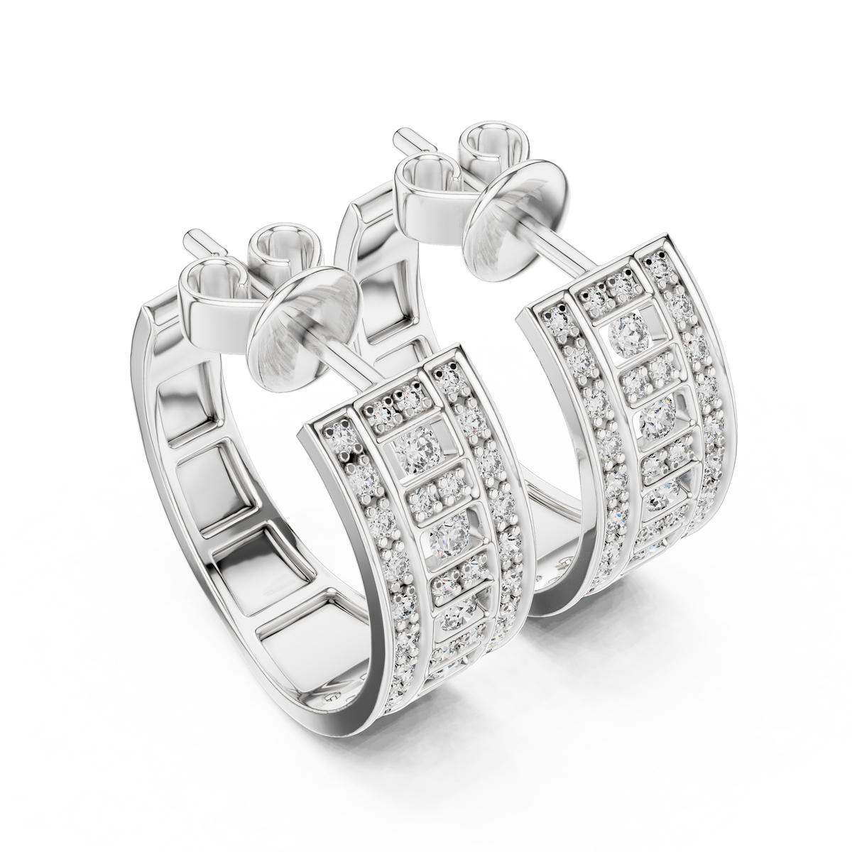Varellia Triple Pavé Rectangle Hoops