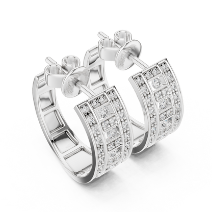 Varellia Triple Pavé Rectangle Hoops