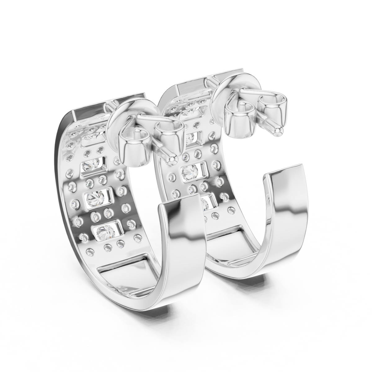 Varellia Triple Pavé Rectangle Hoops