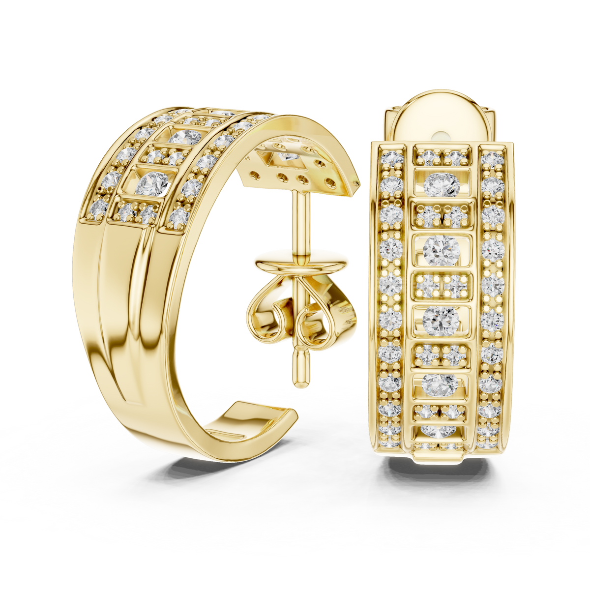 Varellia Triple Pavé Rectangle Hoops