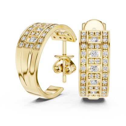 Varellia Triple Pavé Rectangle Hoops