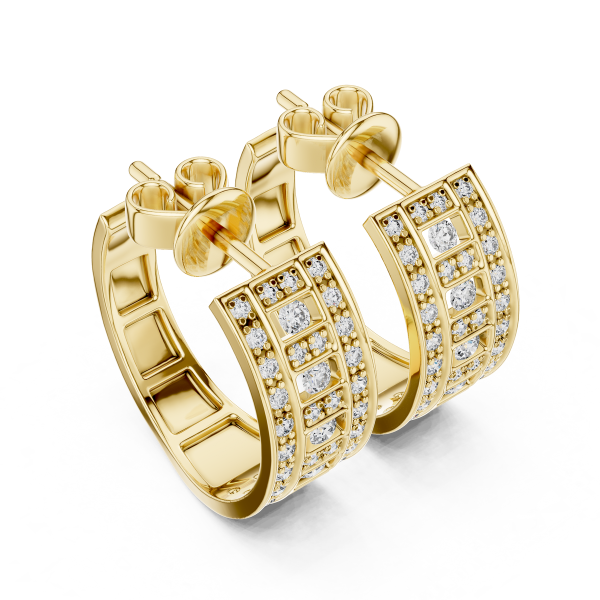 Varellia Triple Pavé Rectangle Hoops
