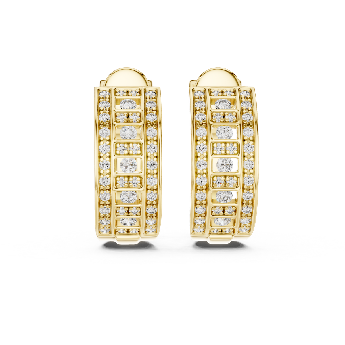 Varellia Triple Pavé Rectangle Hoops