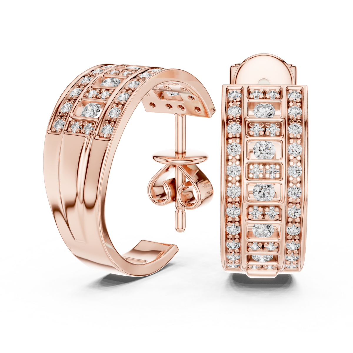 Varellia Triple Pavé Rectangle Hoops