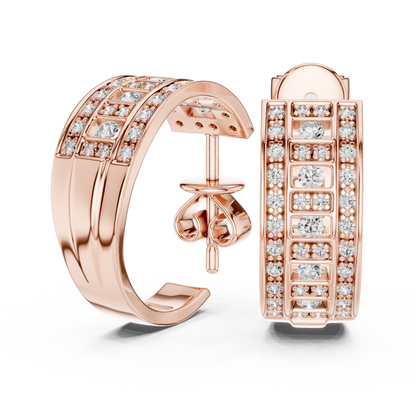 Varellia Triple Pavé Rectangle Hoops