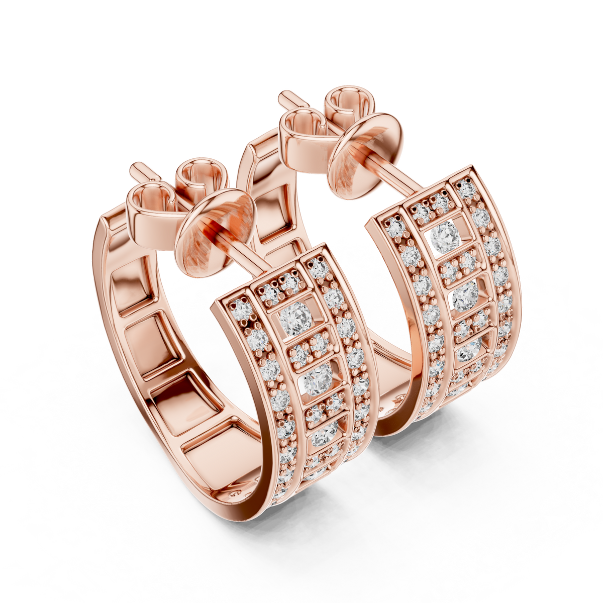 Varellia Triple Pavé Rectangle Hoops