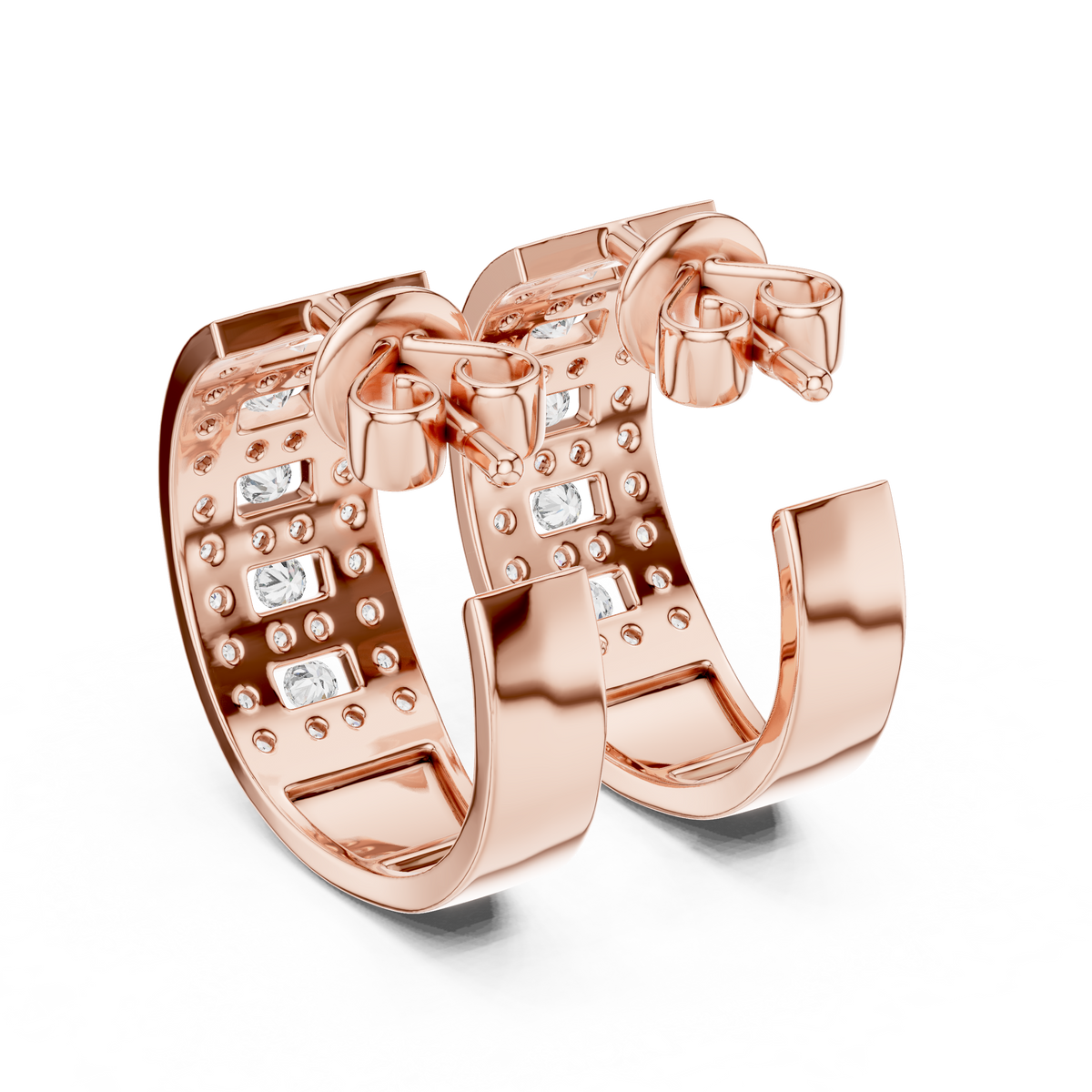 Varellia Triple Pavé Rectangle Hoops