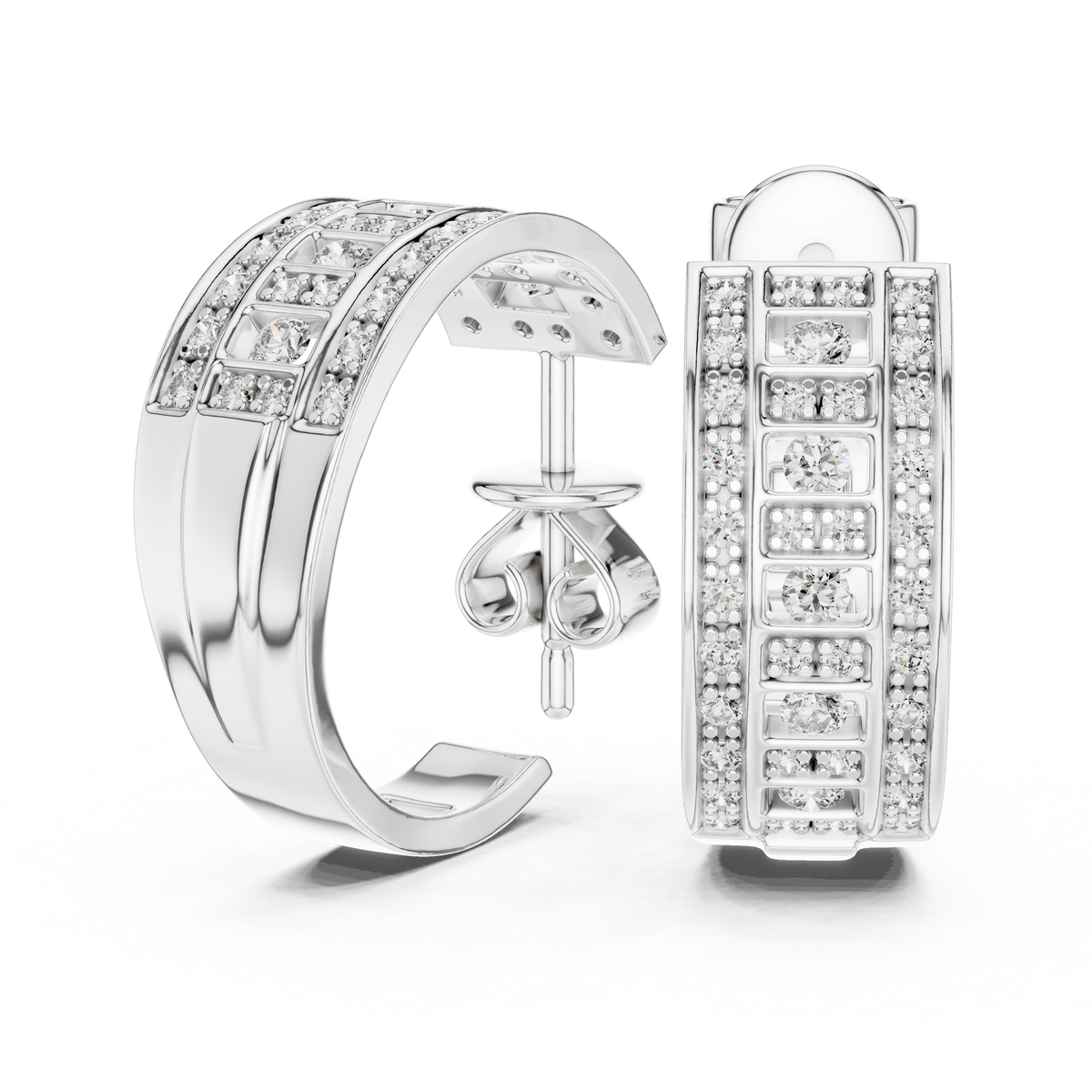 Varellia Triple Pavé Rectangle Hoops