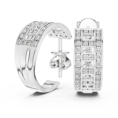 Varellia Triple Pavé Rectangle Hoops