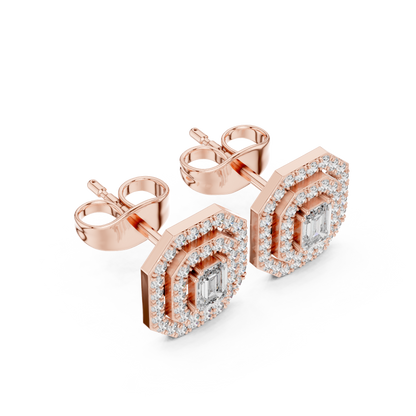 Velmira Emerald-Cut Double Halo Studs