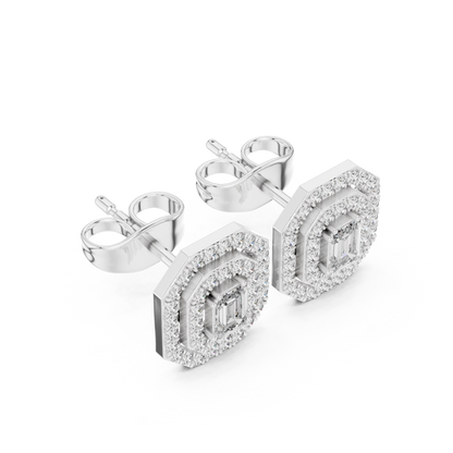 Velmira Emerald-Cut Double Halo Studs