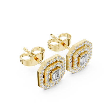 Velmira Emerald-Cut Double Halo Studs