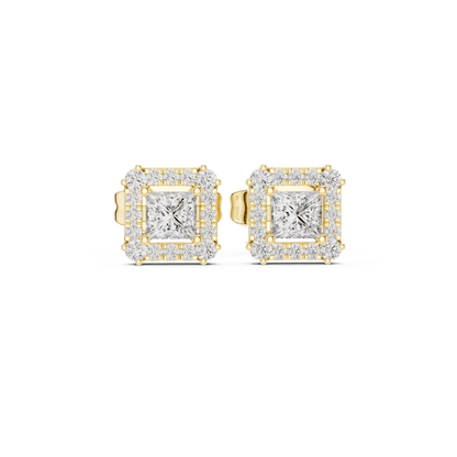 Seravelle Princess-Cut Halo Studs