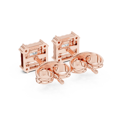 Seravelle Princess-Cut Halo Studs