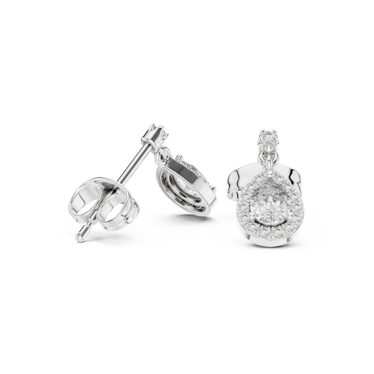 Mirelisse Pear Halo Diamond Drops