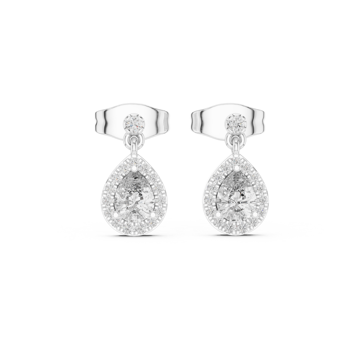 Mirelisse Pear Halo Diamond Drops