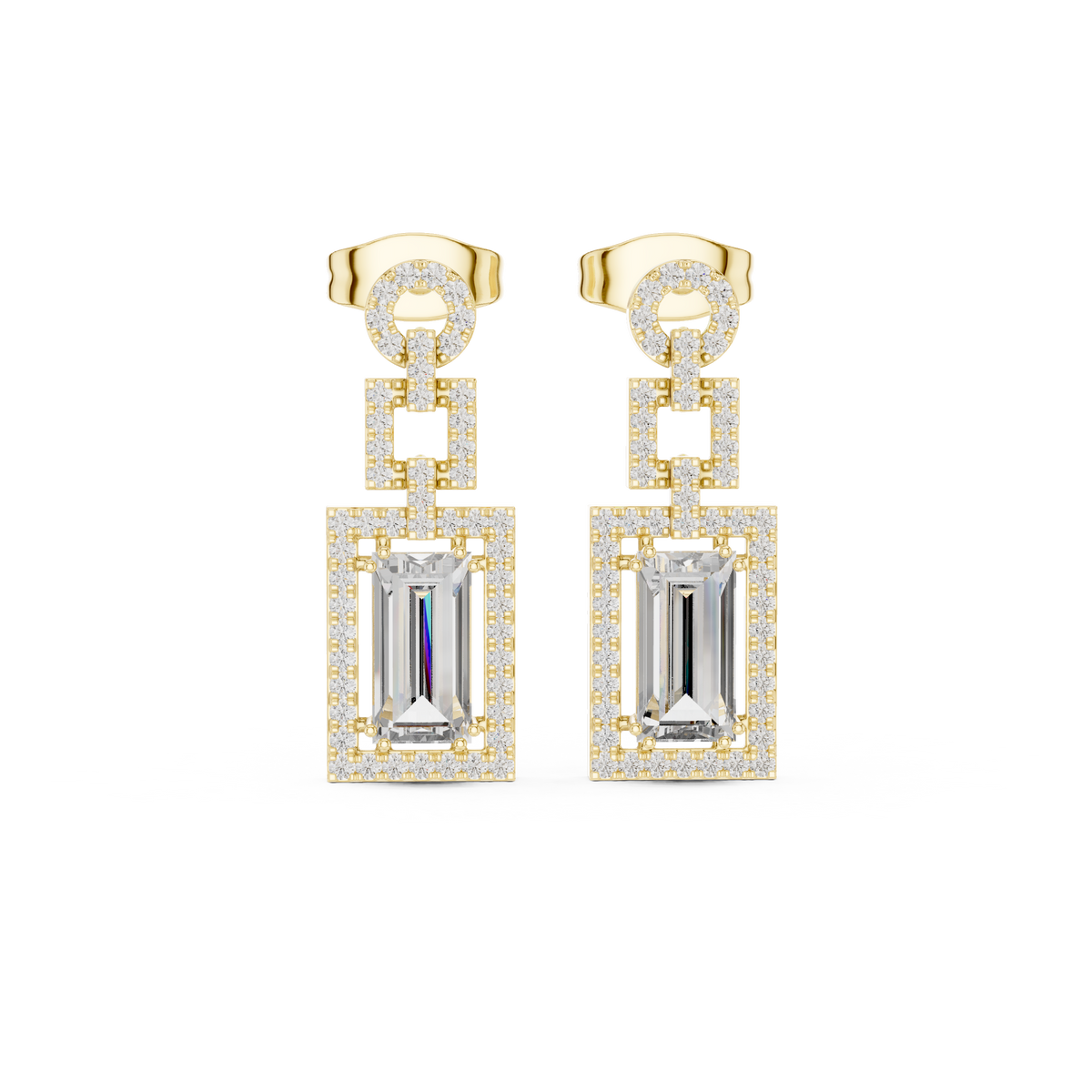 Sorvielle Emerald-Cut Link Drop Earring