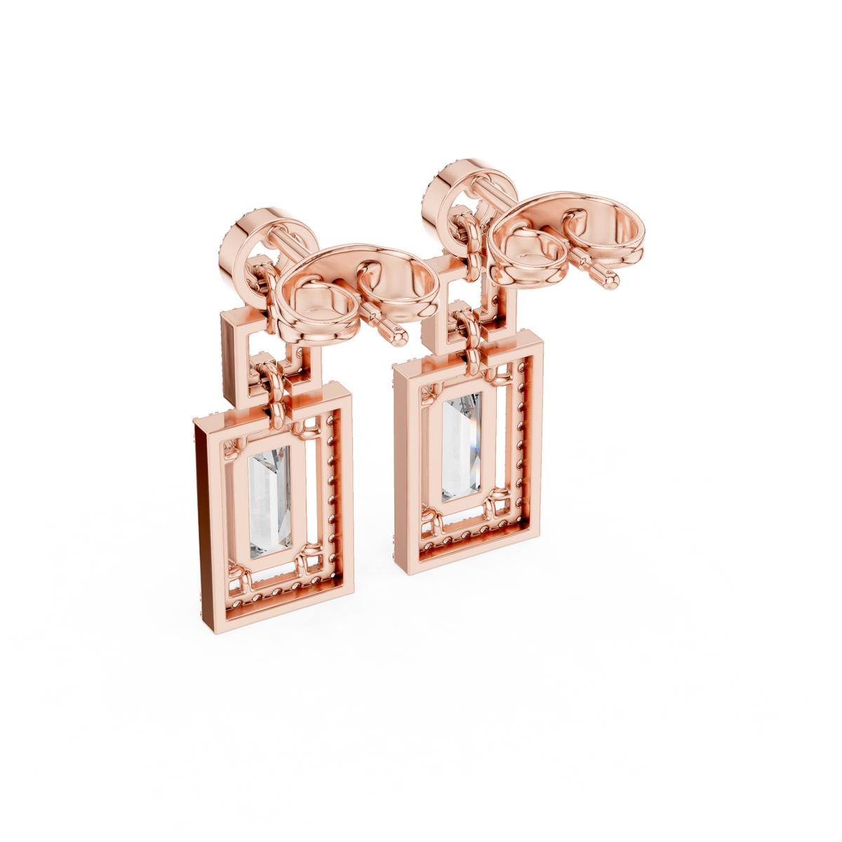 Sorvielle Emerald-Cut Link Drop Earring