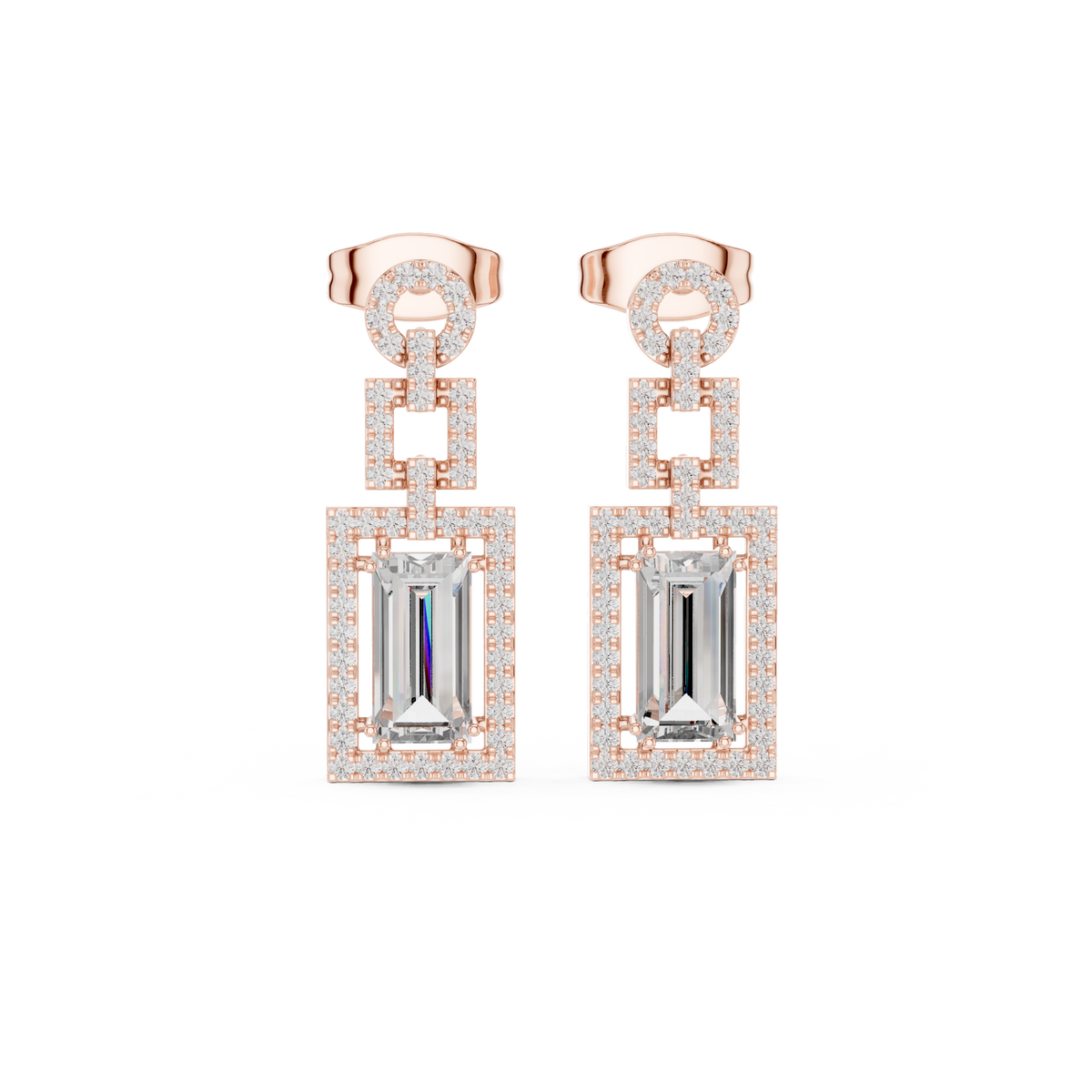 Sorvielle Emerald-Cut Link Drop Earring