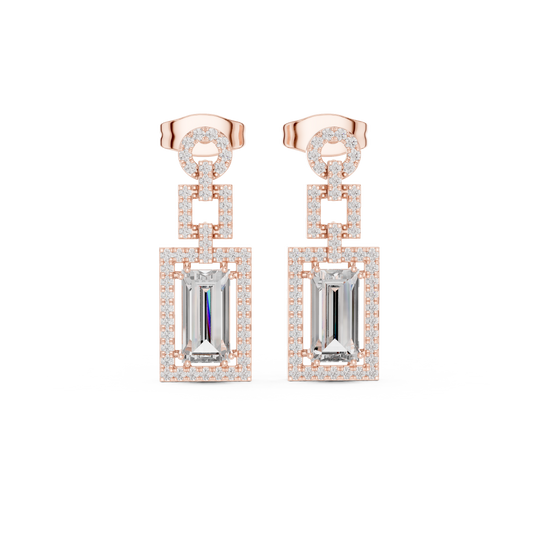 Sorvielle Emerald-Cut Link Drop Earring