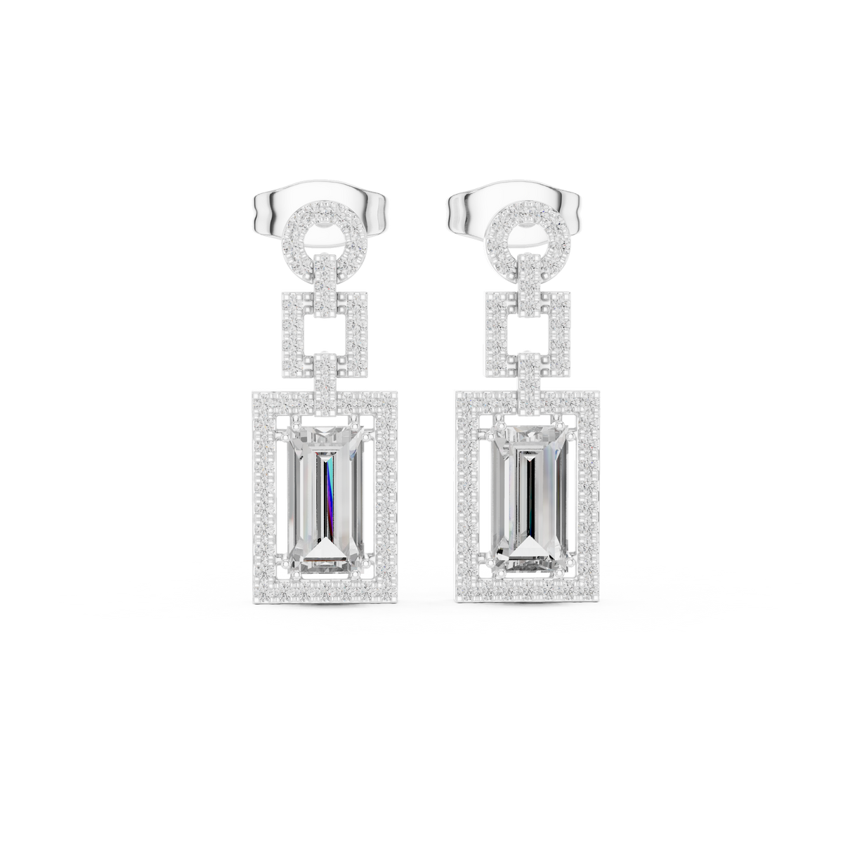 Sorvielle Emerald-Cut Link Drop Earring