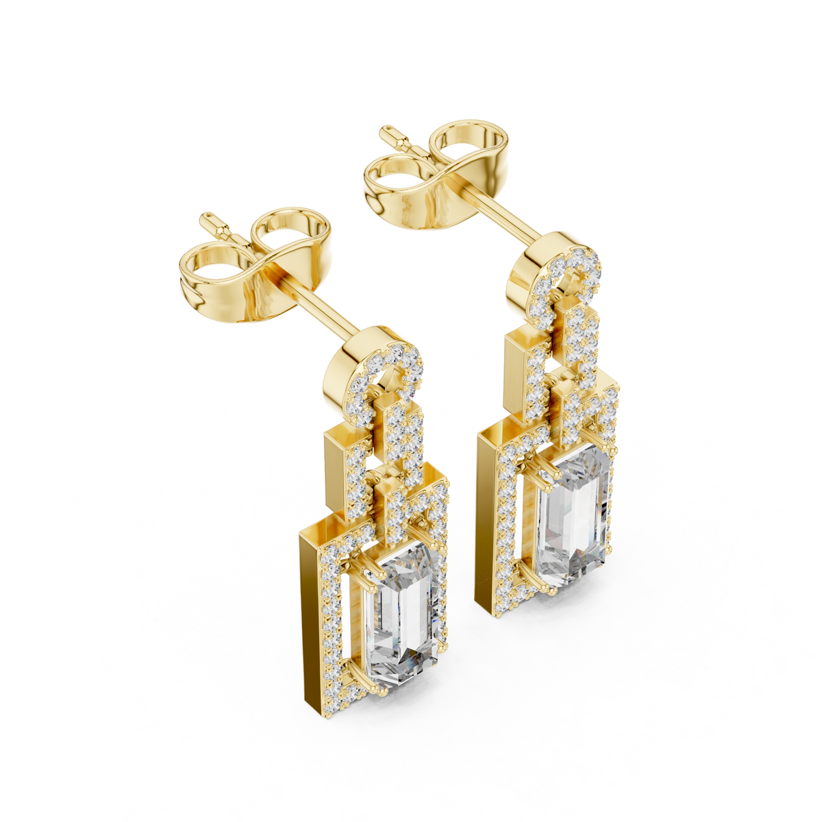 Sorvielle Emerald-Cut Link Drop Earring