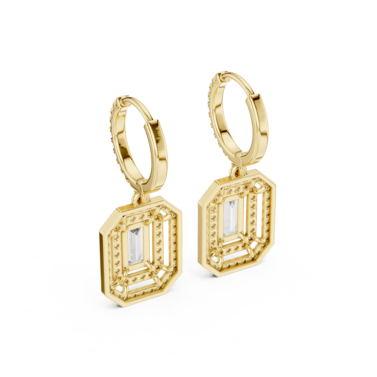 Virella Baguette Frame Hoop Drops