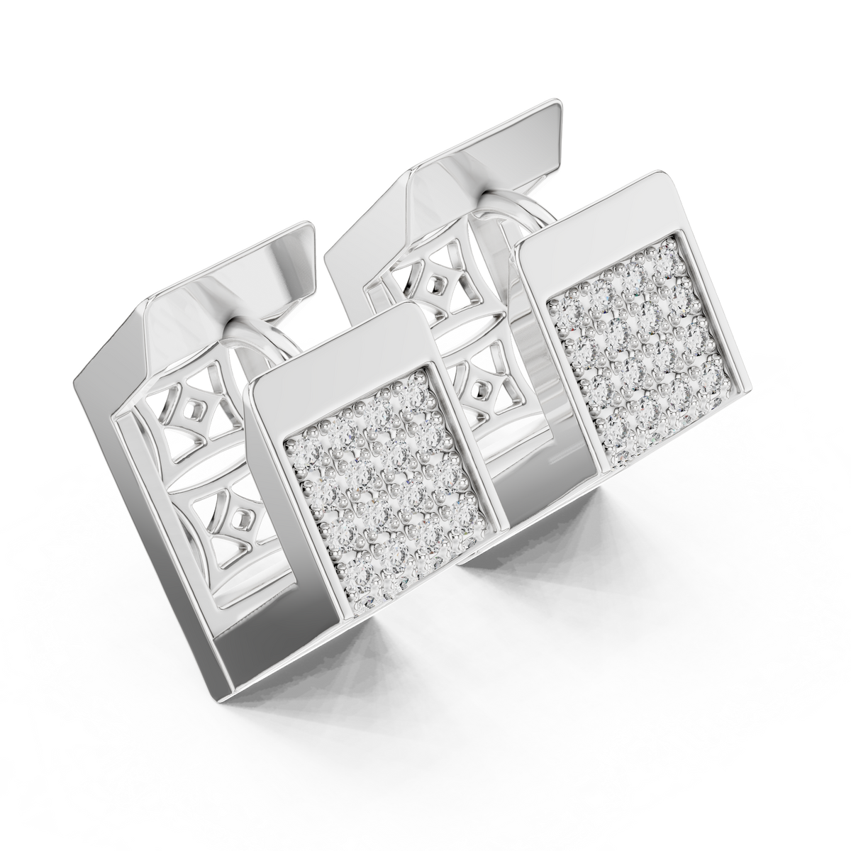 Solviera Pavé Rectangle Huggie Hoops