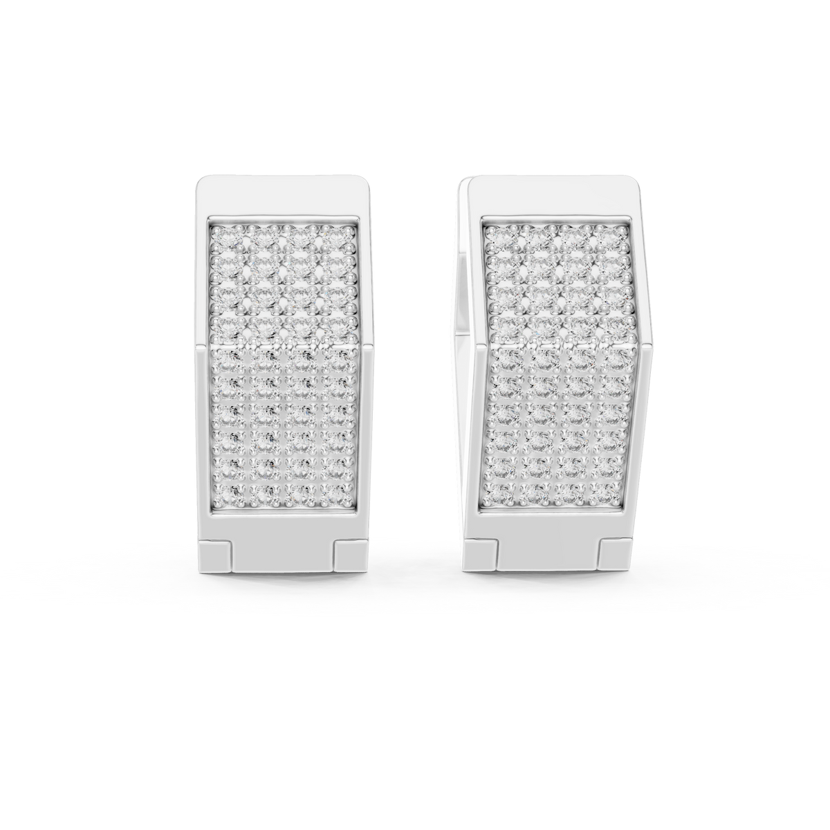 Solviera Pavé Rectangle Huggie Hoops