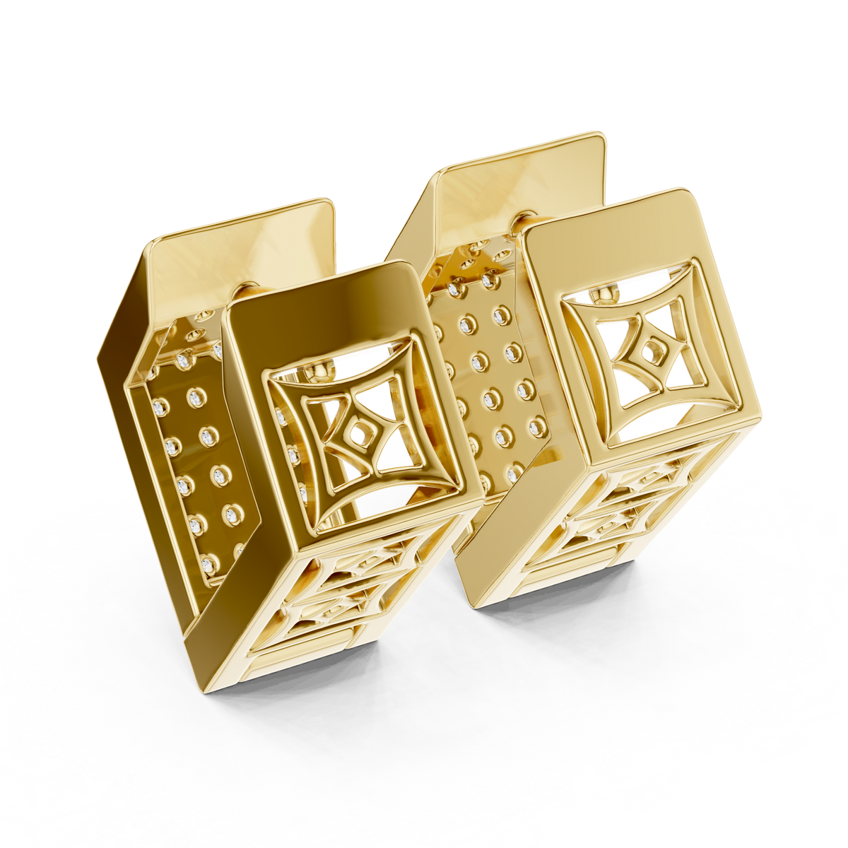 Solviera Pavé Rectangle Huggie Hoops