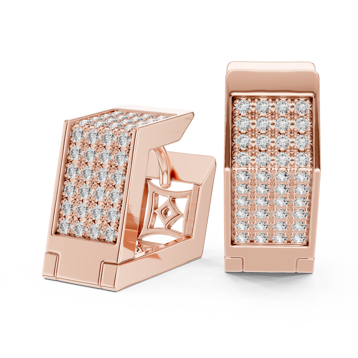 Solviera Pavé Rectangle Huggie Hoops